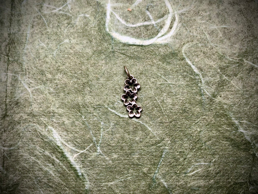 Sterling Silver Three Apple Blossoms Charm