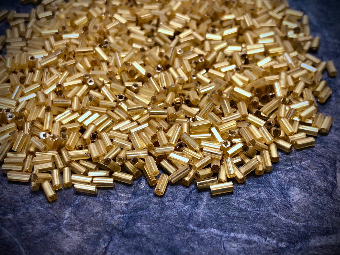Vintage Japanese Gold Bugle Beads - 4mm x 2mm - 1 oz pack