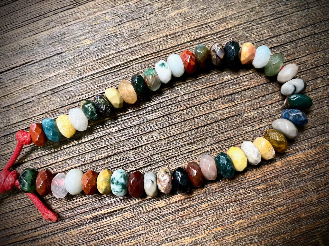 Mixed Stone Faceted Rondelle Bead Strand - 8mm x 5mm - 8" - Large Hole