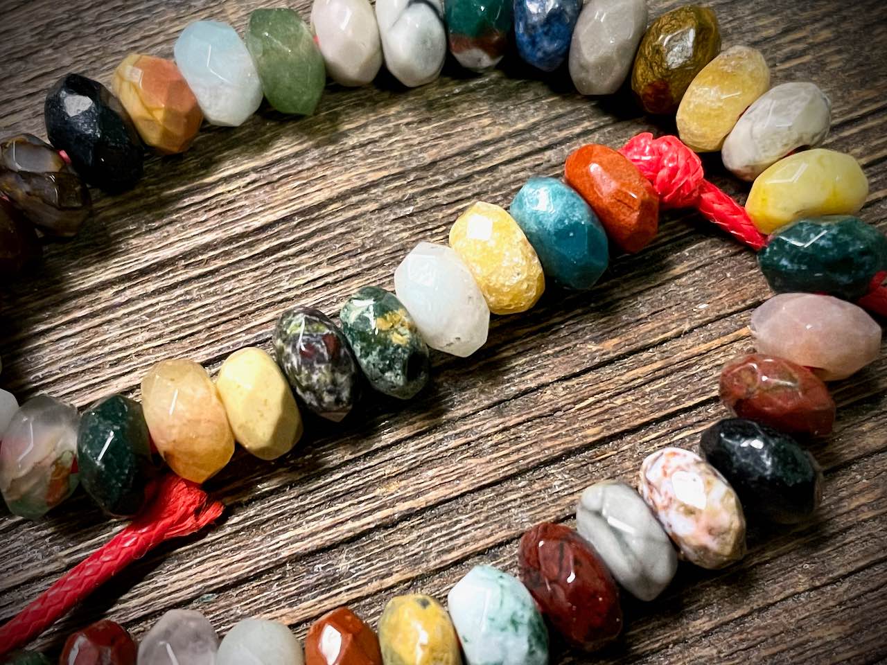 Mixed Stone Faceted Rondelle Bead Strand - 8mm x 5mm - 8" - Large Hole