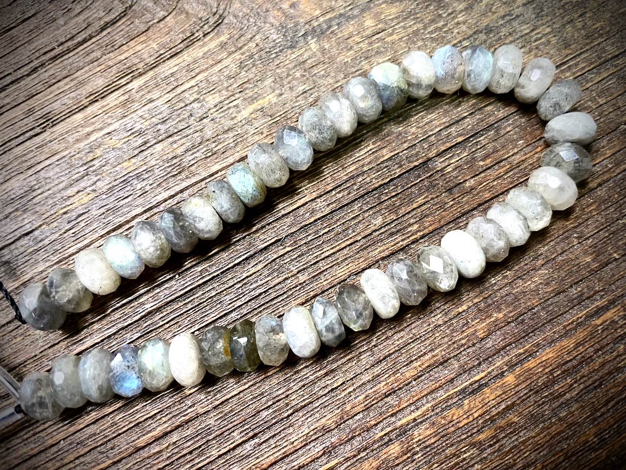 Labradorite Faceted Rondelle Bead Strand - 8mm x 5mm - 8"