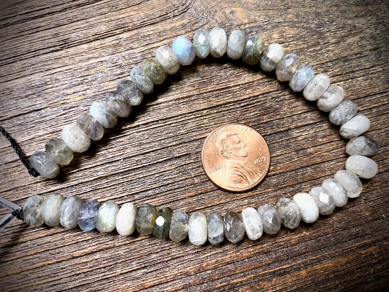 Labradorite Faceted Rondelle Bead Strand - 8mm x 5mm - 8"