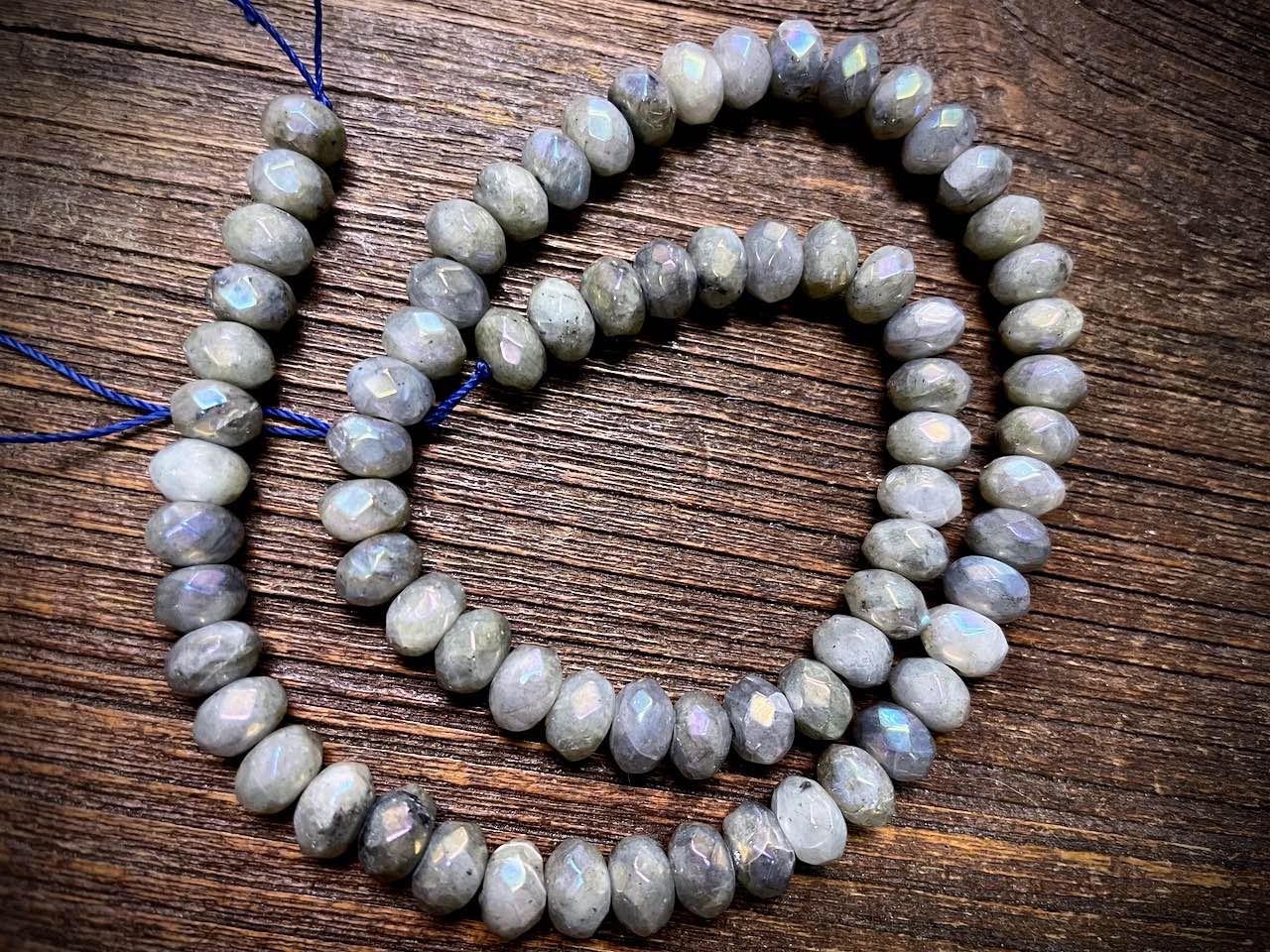Coated Labradorite Faceted Rondelle Bead Strand - 8mm x 5mm