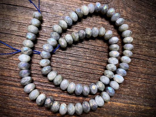 Coated Labradorite Faceted Rondelle Bead Strand - 8mm x 5mm