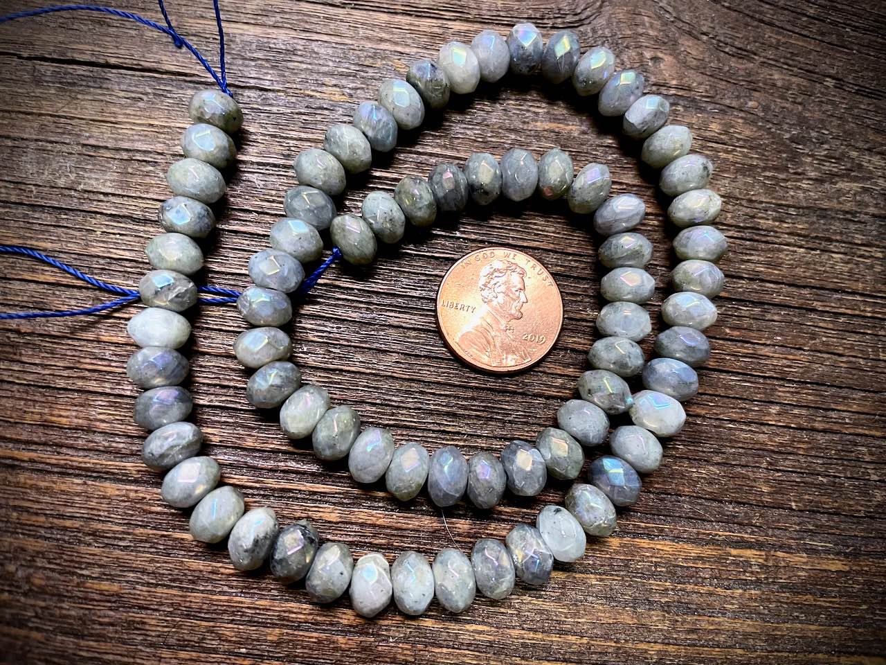 Coated Labradorite Faceted Rondelle Bead Strand - 8mm x 5mm