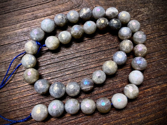 Coated Labradorite Faceted Round Bead Strand - 10mm