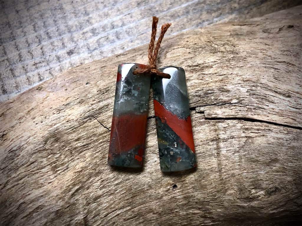 African Bloodstone Gemstone Pair