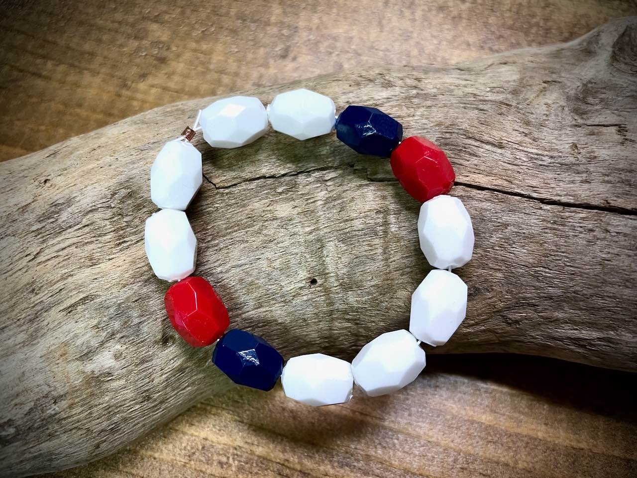 Vintage Plastic Red, White, & Blue Beads