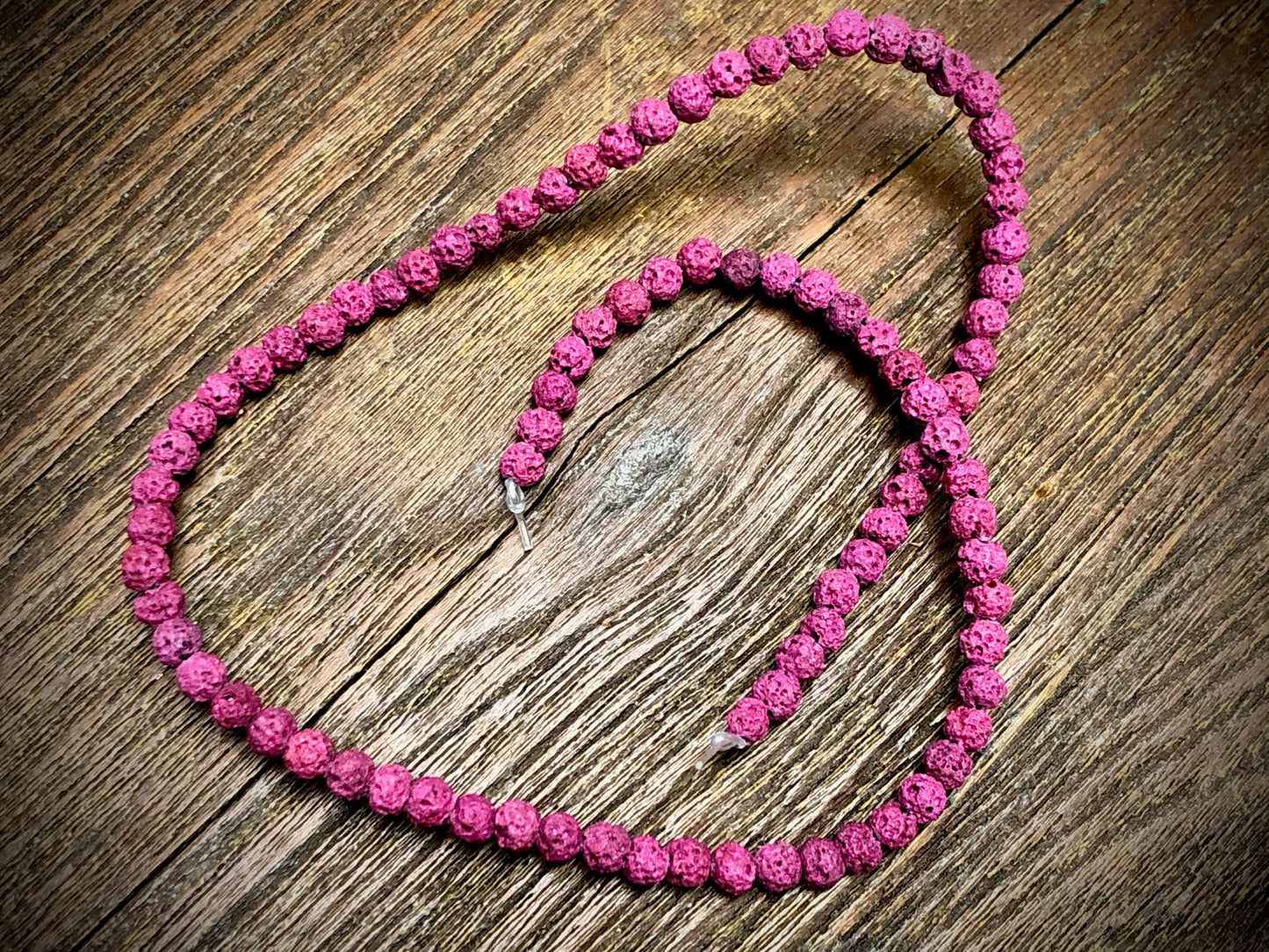 Pink (dyed) Lava 4-4.5mm Round Beads
