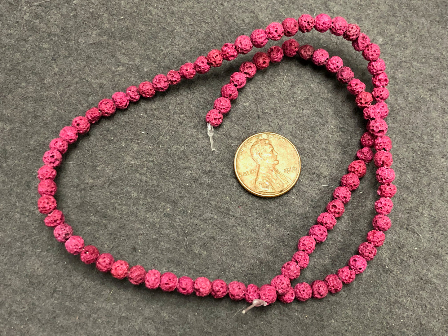 Pink (dyed) Lava 4-4.5mm Round Beads