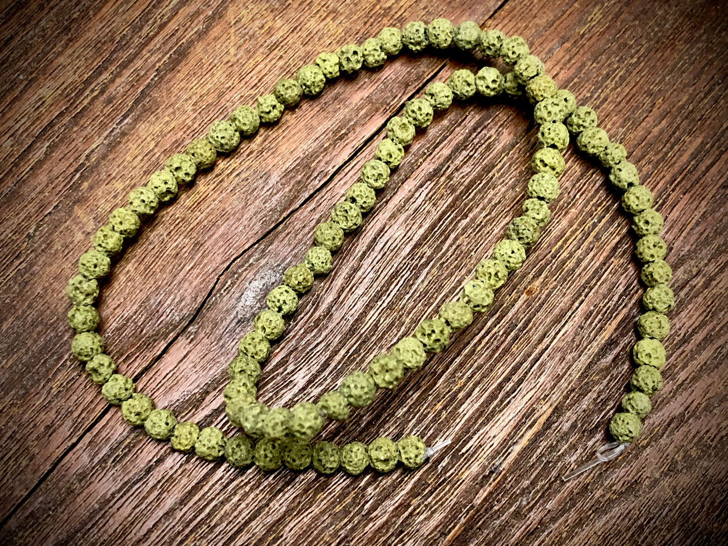 Olive (dyed) Lava 4-4.5mm Round Beads
