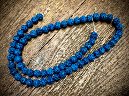 Turquoise (dyed) Lava 6-7mm Round Beads