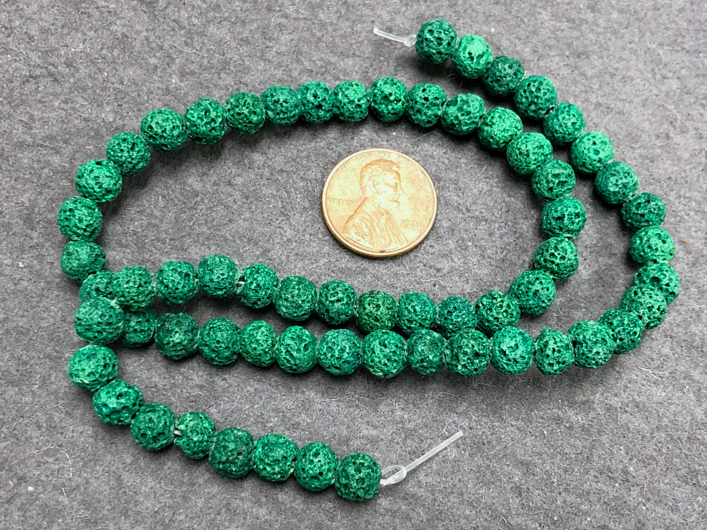 Green (dyed) Lava 6-7mm Round Beads