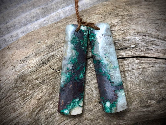 Copper in Chrysocolla Gemstone Pair