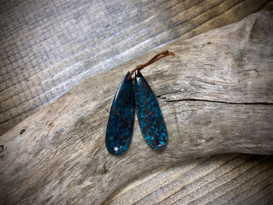 Parrot Wing Chrysocolla Gemstone Pair