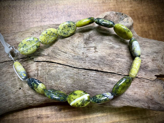 Serpentine ("Yellow Turquoise") Oval Bead Strand - 14mm x 10mm - 8"