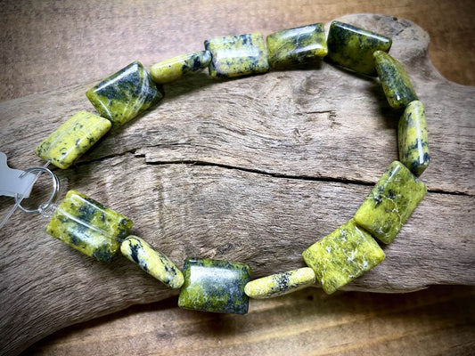 Serpentine ("Yellow Turquoise") Rectangle Bead Strand - 14mm x 10mm - 8"