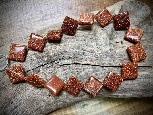 Goldstone Diamond Bead Strand - 10mm - 8"