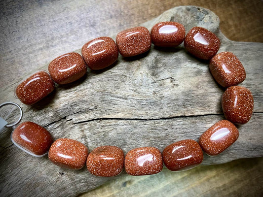 Goldstone Nugget Bead Strand - 14mm x 10mm - 8"