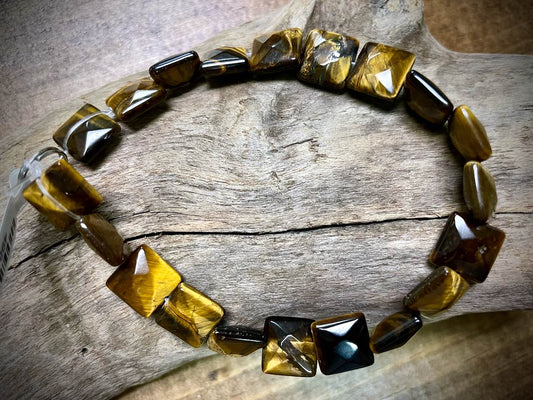 Tiger Eye Faceted Square Bead Strand - 10mm - 8"
