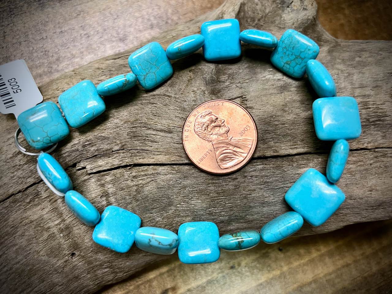 Turquoise Howlite Square Bead Strand - 10mm - 8"