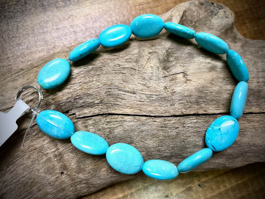 Turquoise Howlite Oval Bead Strand - 14mm x 10mm - 8"