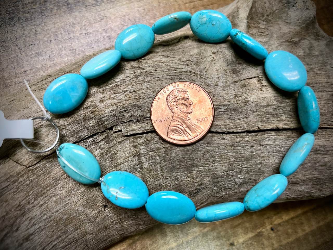 Turquoise Howlite Oval Bead Strand - 14mm x 10mm - 8"