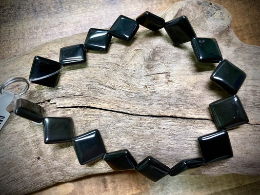 Black Obsidian Diamond Bead Strand - 10mm - 8"