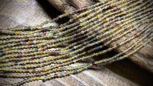 Golden Fluorite Faceted Rounds Bead Strand - 2mm - 15.5"