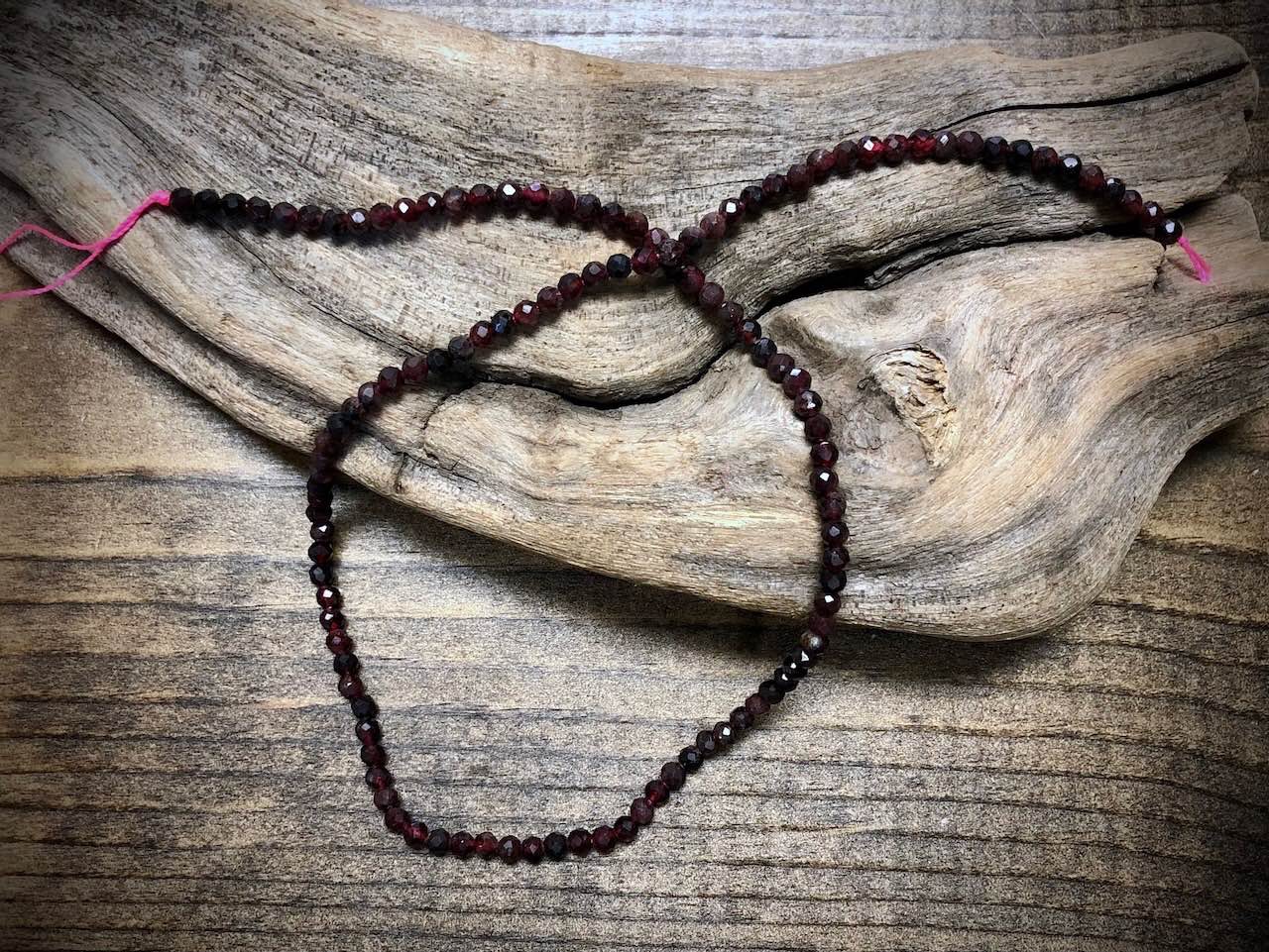 Garnet Faceted Rounds Bead Strand - 3mm - 15.5"