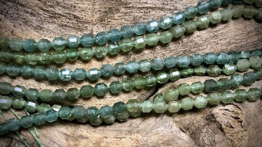 Green Apatite Faceted Lantern-Cut Bead Strand - 4mm - 15.5"