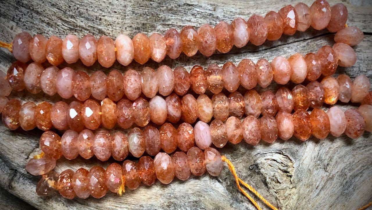 AAA Grade Sunstone Faceted Rondelle Bead Strand - 7mm x 4mm - 15.5"