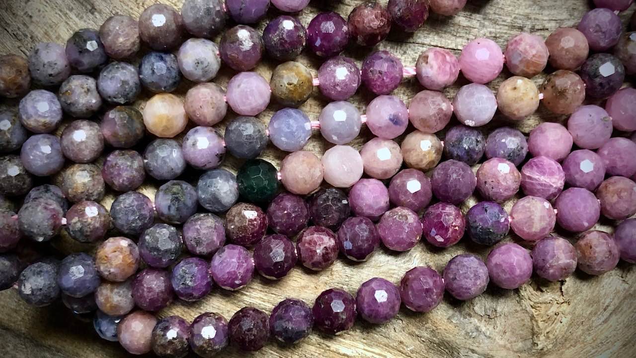 Natural Ruby Faceted Rounds Bead Strand - 6mm - 15"