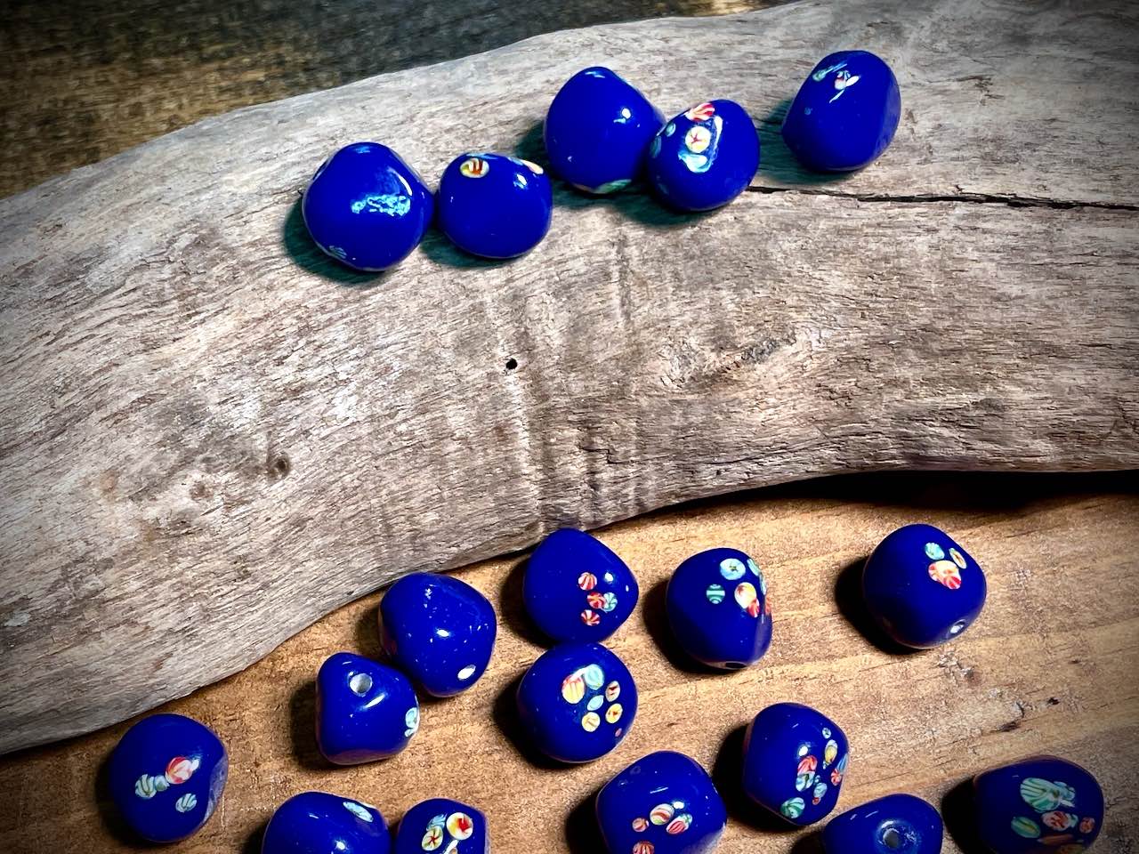 Vintage Japanese Glass—Navy Baroque Glass Bead—12mm