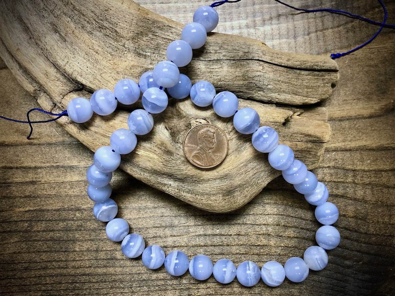 Blue Chalcedony Smooth Rounds Bead Strand - 10mm - 15.5"