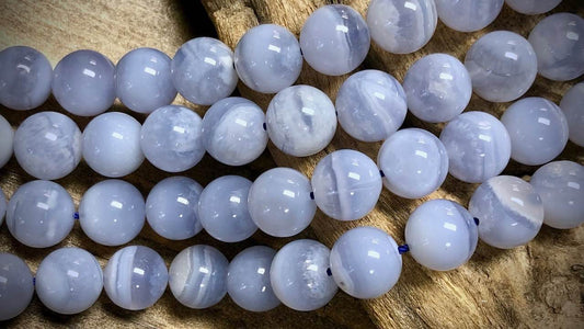 Blue Chalcedony Smooth Rounds Bead Strand - 10mm - 15.5"