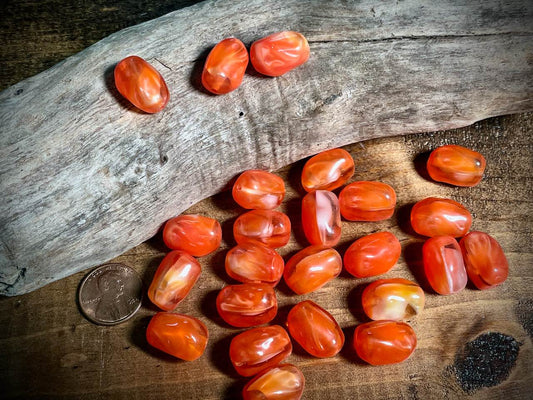 Vintage Austrian Glass—Orange Irregular Oval Glass Bead—18mm x 13mm