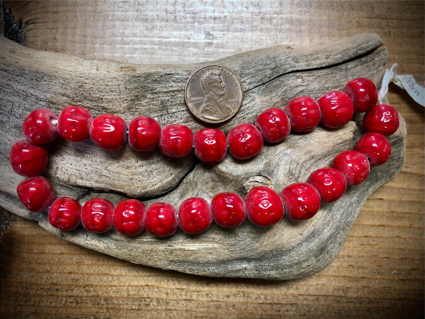 Vintage Miriam Haskell Baroque Glass Beads - Red - 12mm