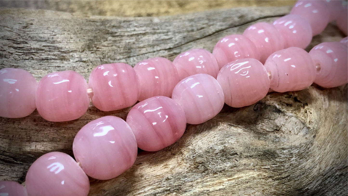 Vintage Miriam Haskell Baroque Glass Beads - Pink - 12mm