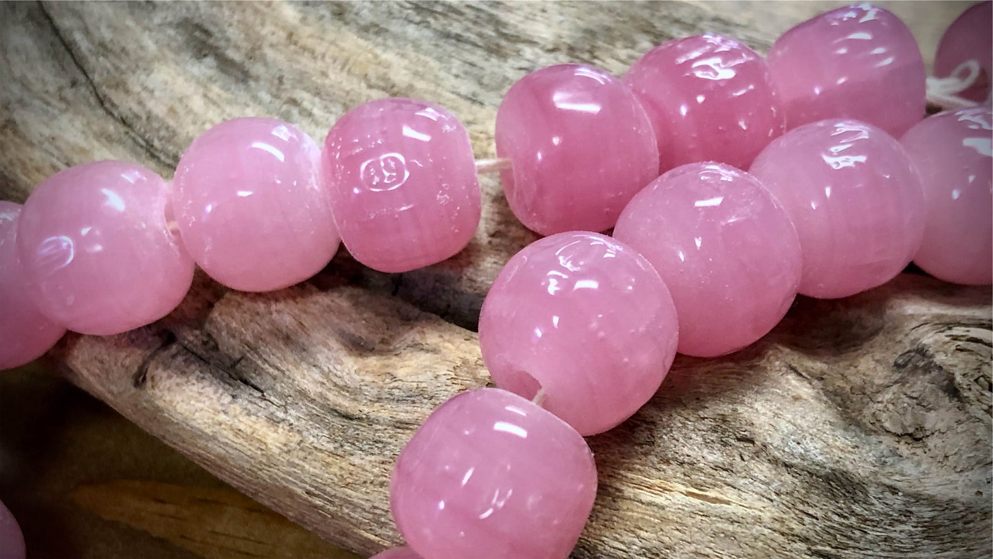 Vintage Miriam Haskell Baroque Glass Beads - Pink - 14mm