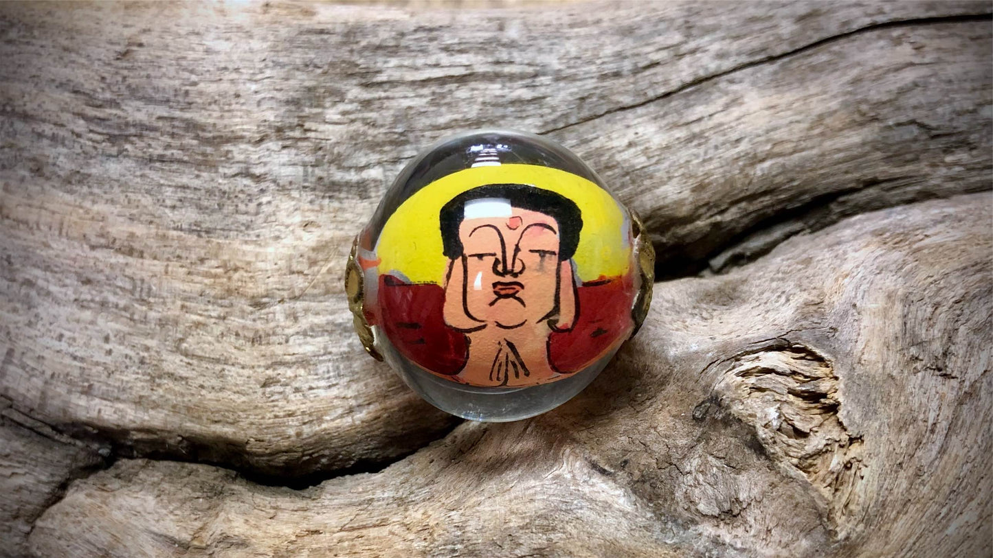 Vintage Chinese Hand-Painted Glass Bead
