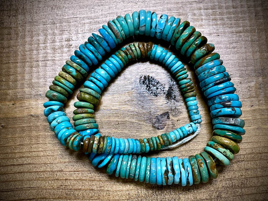 Graduated Turquoise Disks Bead Strand - 5mm - 15mm - 16"