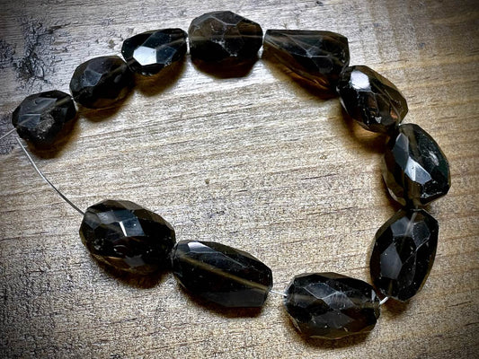 Smoky Quartz Faceted Nuggets Bead Strand - 7"