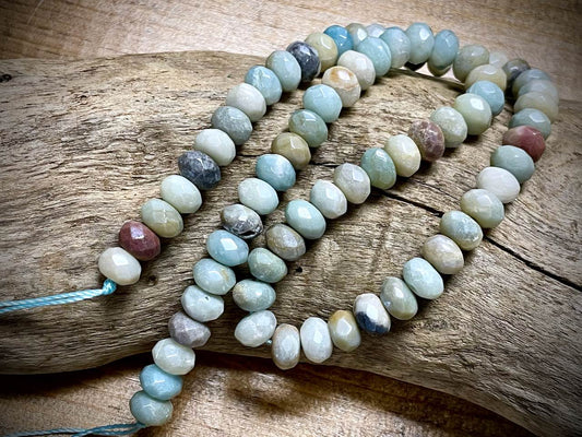 Black Gold Amazonite Faceted Plated Rondelles Bead Strand - 5mm x 8mm - 15.5"