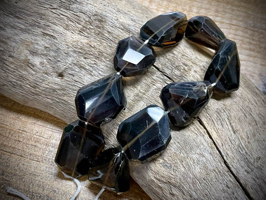 Smoky Quartz Faceted Nuggets Bead Strand - 7"