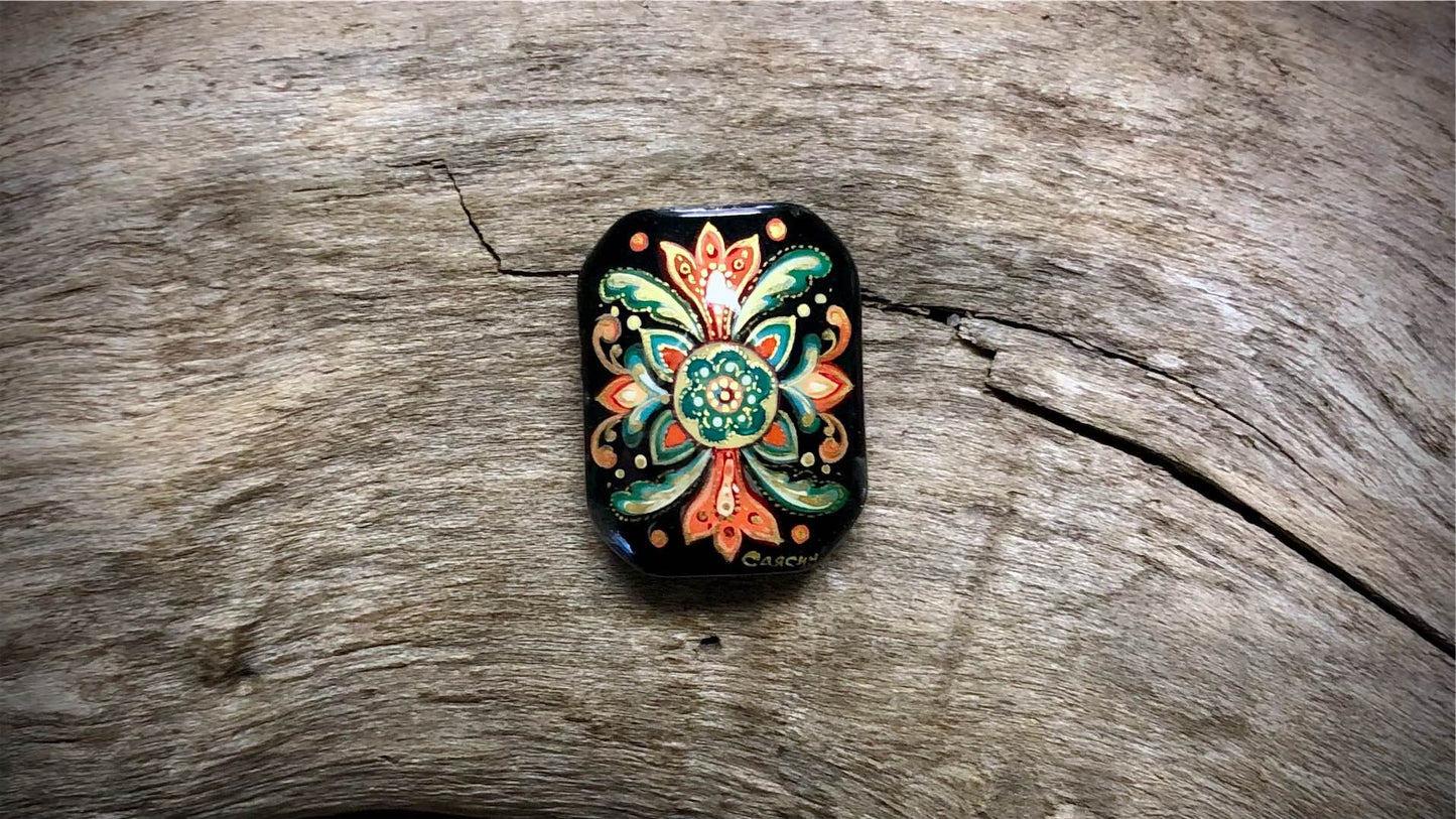 Vintage Russian Hand-Painted Glass Bead