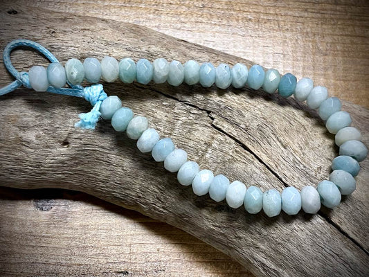 Amazonite Faceted Rondelles Bead Strand - 8mm - 8" - Large Hole