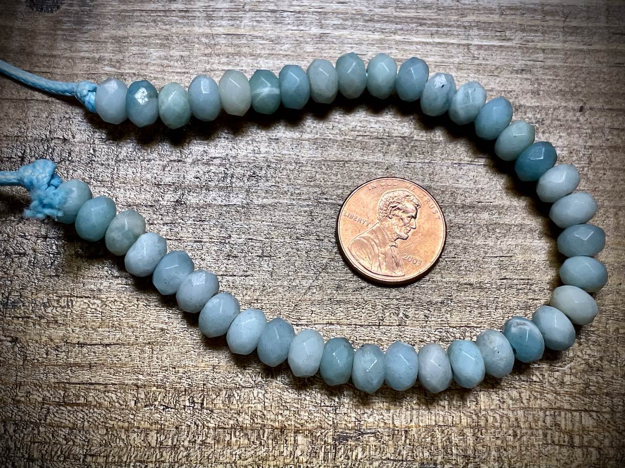 Amazonite Faceted Rondelles Bead Strand - 8mm - 8" - Large Hole