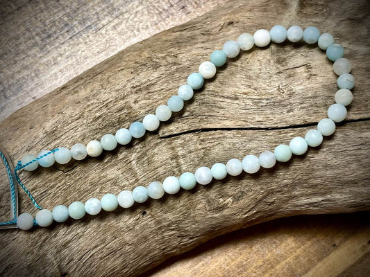 Amazonite Smooth Matte Rounds Bead Strand - 4mm - 8"