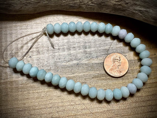 Amazonite Faceted Rondelles Bead Strand - 8mm - 8"